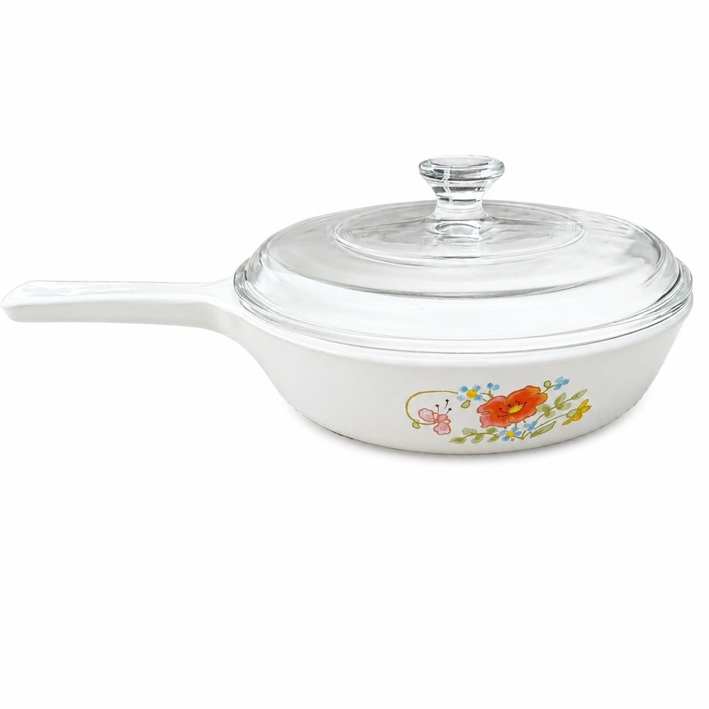 Corning Ware P-83-B Wildflower 6.5 Inch Skillet w Glass Lid Range Oven Microwave